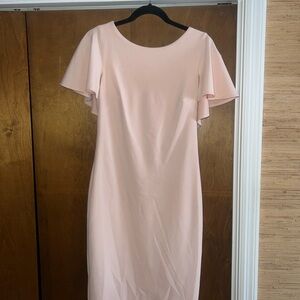 Calvin Klein Blush Pink Dress with Flutter Sleeves